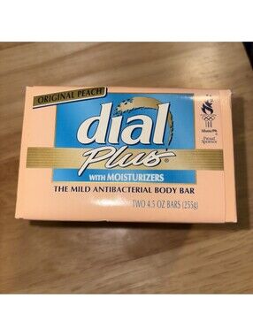 Vintage  (2 bars) Dial Plus Moisturizing Antibacterial Body Bar Soap Bath Peach
